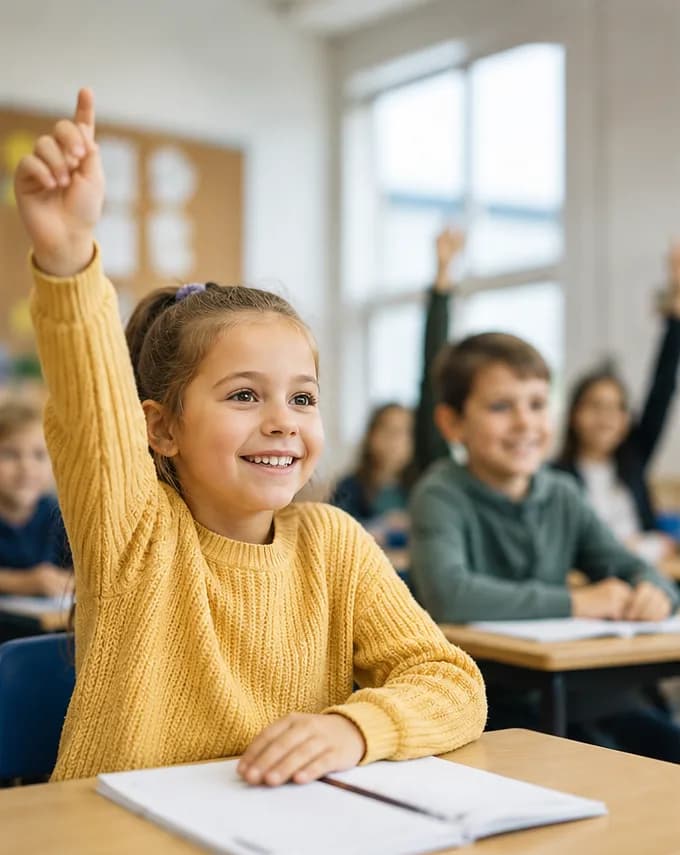 Frit skolevalg i klasseværelset med elever der deltager